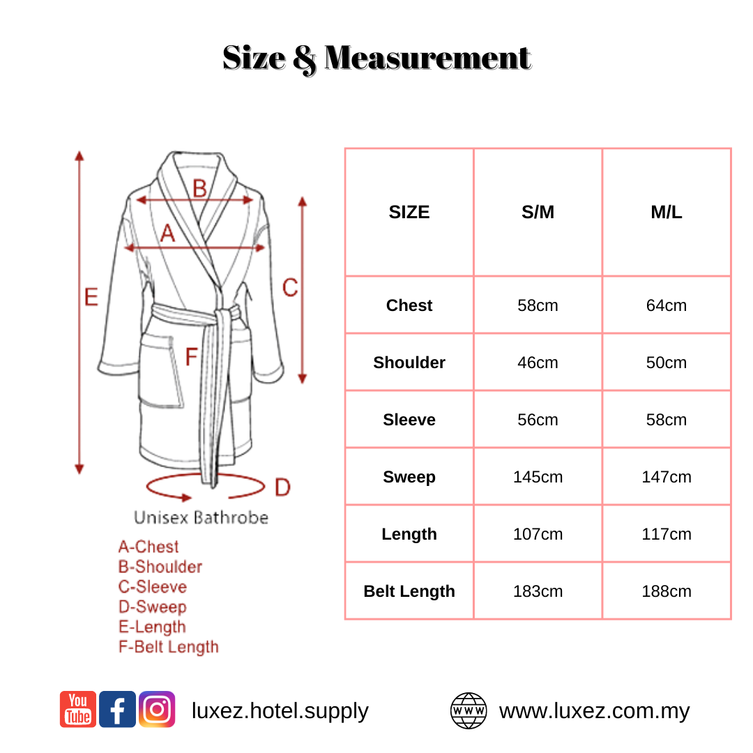 Luxez Hotel Bathrobe 100% Waffle Cotton For Men Women Kimono Collar Jubah Mandi Pyjamas